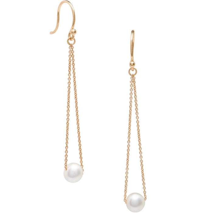 Long Pearl Swing Earrings, White Pearl