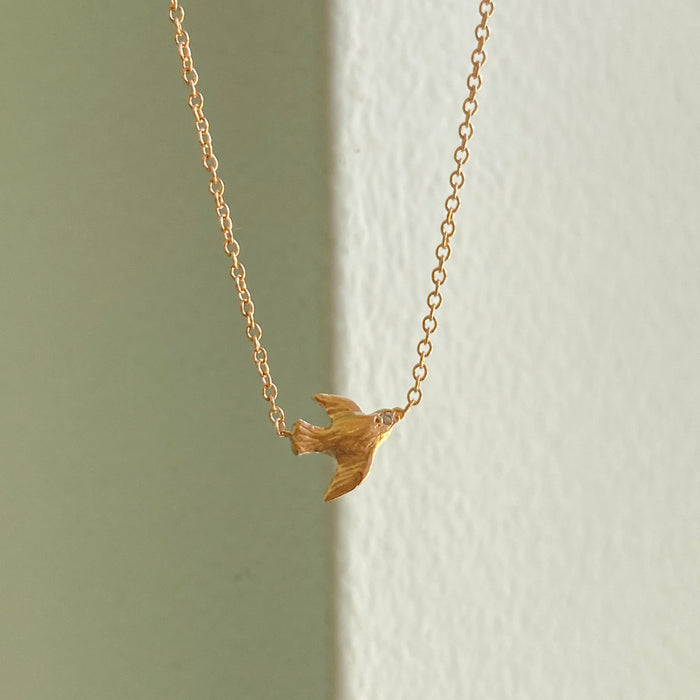 Tiny Bird with Diamond Necklace