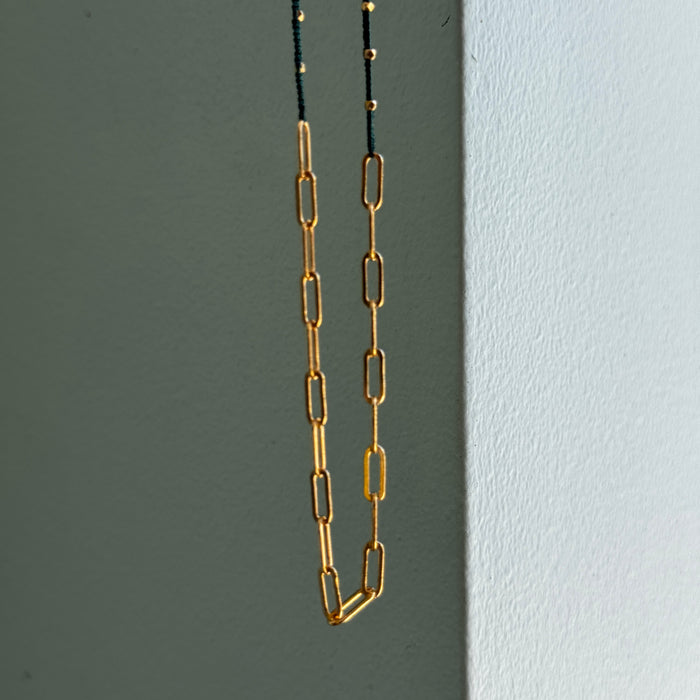Teal Woven Strand with Paperclip Chain