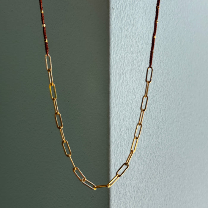 Rust Woven Strand with Paperclip Chain