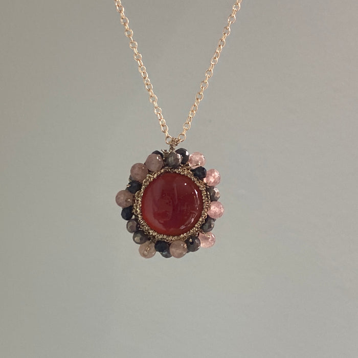 Caged Carnelian with Mixed Pyrite Halo