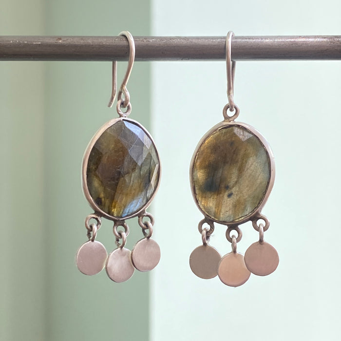 Faceted Labradorite Drops With Disc Dangles