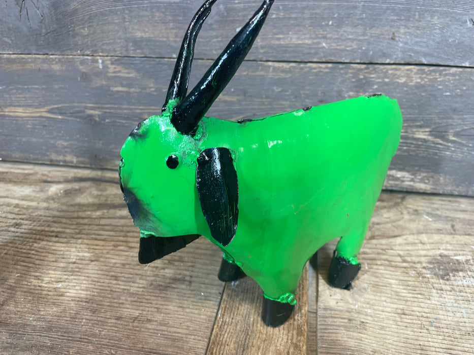 Mini Fiesta Goat-Colorful-Metal-Garden Art-ER-3Wx8Lx8.5H in: Green
