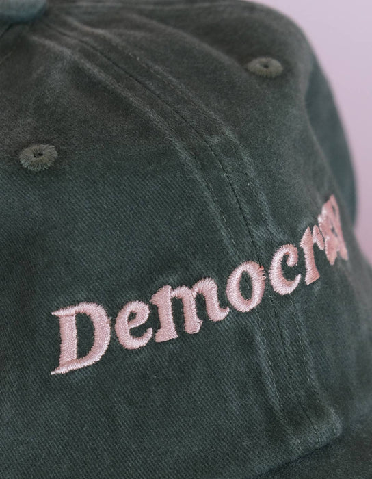 Embroidered Hat | Democracy, Washed Green Color