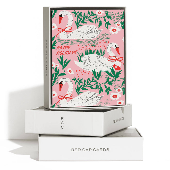 Holiday Swans greeting card: Single