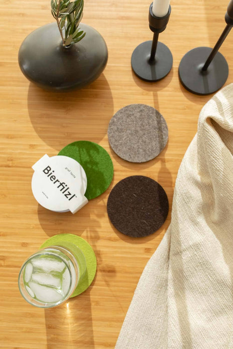 Bierfilzl Merino Wool Felt Round Coaster 4 Pack Forest: Forest