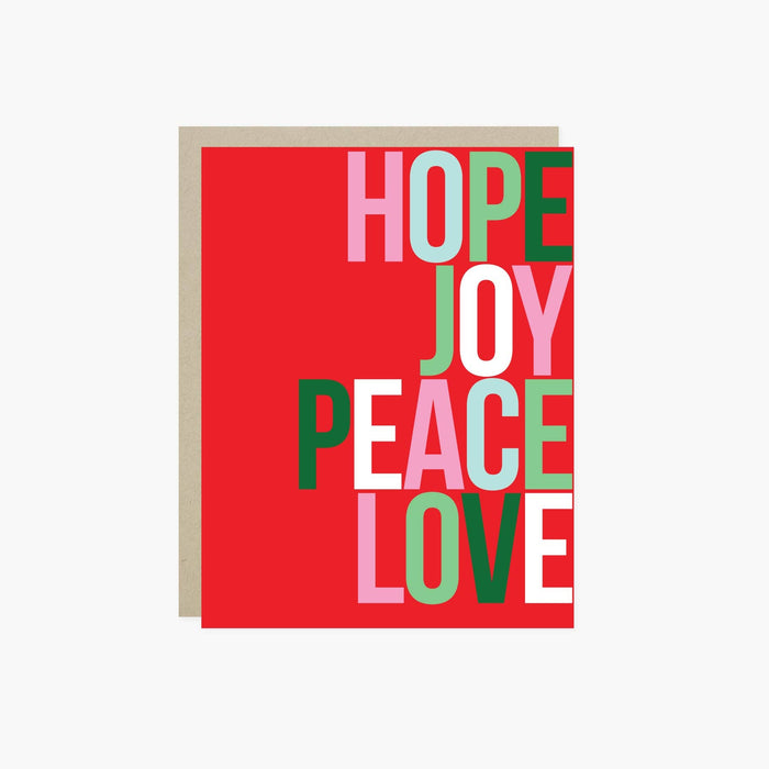Hope Joy Peace Red Holiday Card
