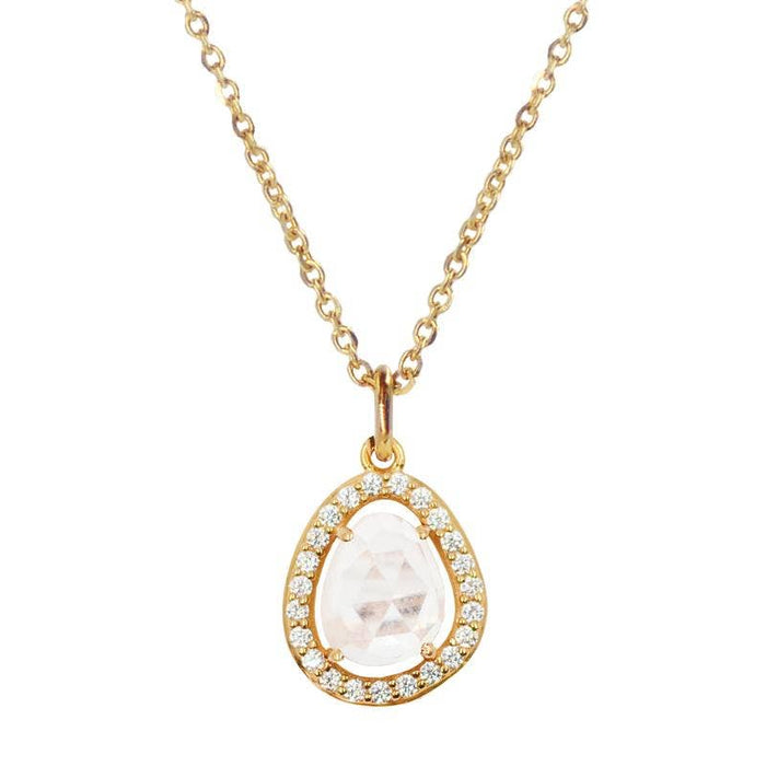 Deanna Necklace with Floating Quartz Gemstone: Gold