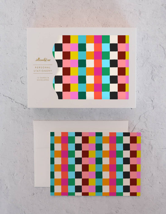 Notecards, Boxed Set of 12 | Rainbow Bright Checks
