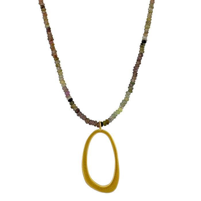 Oval on tundra sapphire necklace: Vermeil