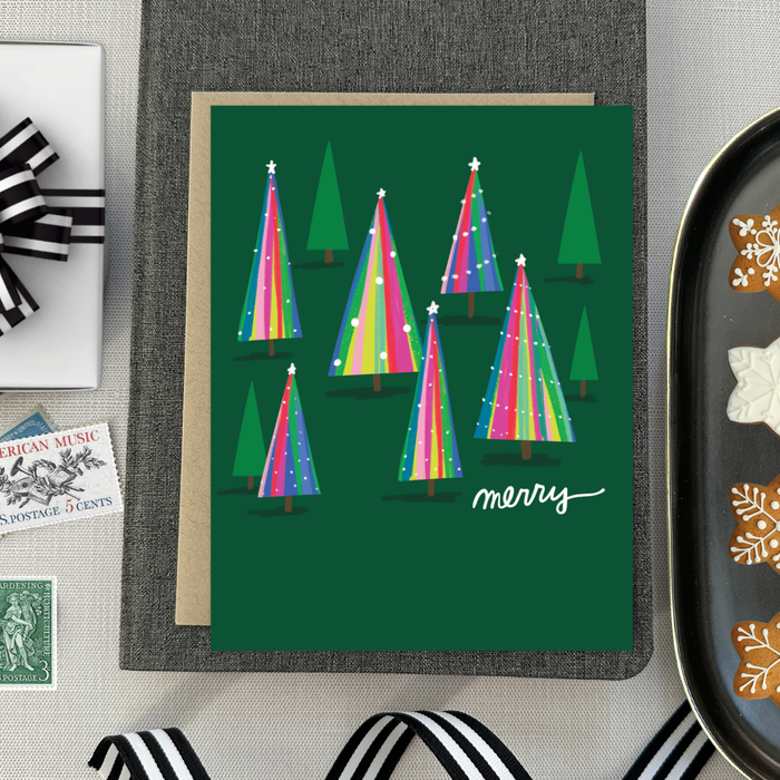 Colorful Trees Holiday Card