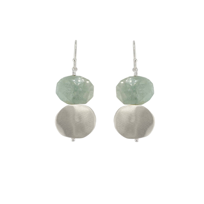 Large nugget w. stones earrings: Silver / Moonstone