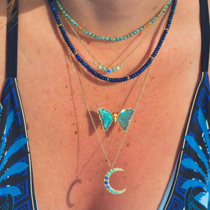Large Gradient Bezel Opal Moon Necklace