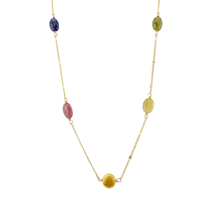 Multi sapphire on chain necklace: Vermeil