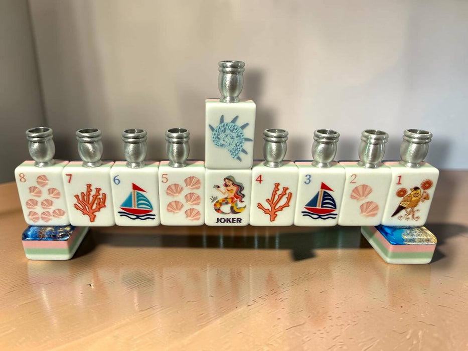 Mah Jong Menorah: Cream Acrylic