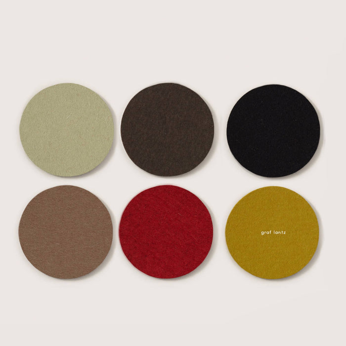 Bierfilzl Merino Wool Round Coaster Multi 6 Pack - Wander