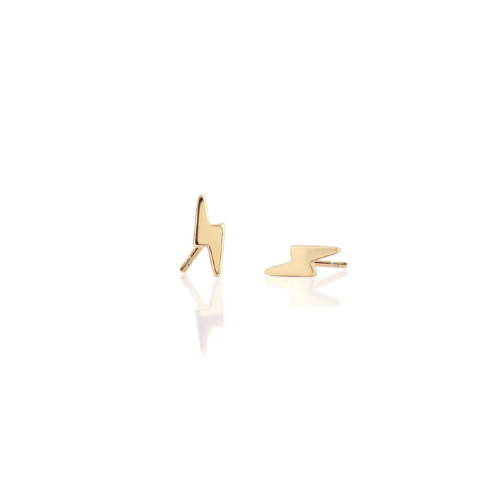 Lightning Bolt Stud Earrings 18K Gold Vermeil | Sterling Silver Nickel Free Hypoallergenic Ships from CA: 18K Gold Vermeil