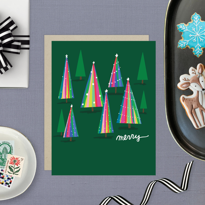 Colorful Trees Holiday Card