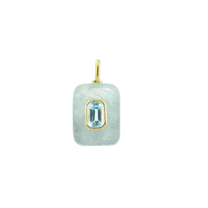 Aquamarine Gemstone Pendant With Topaz: Mini Coin