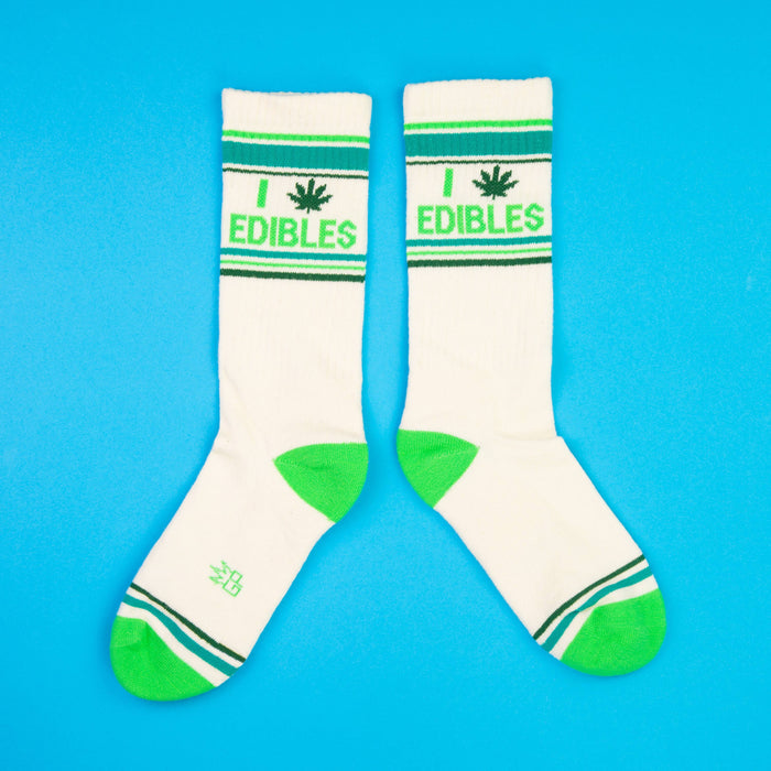 I (Pot Leaf) Edibles Gym Crew Socks