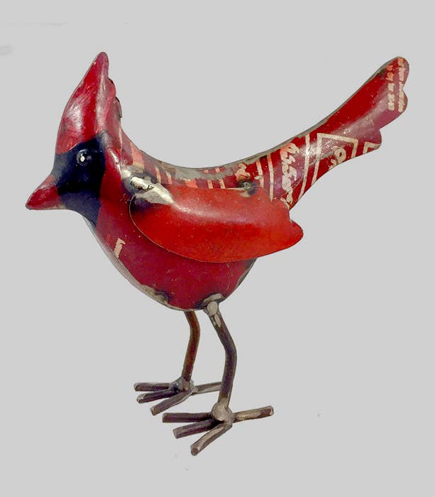 Cardinal Bird Recycled Metal Animals