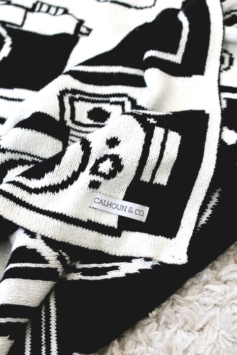 Vintage Cameras Reversible Knit Blanket