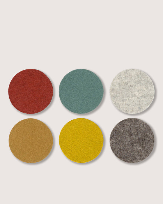 Bierfilzl Merino Wool Round Coaster Multi 6 Pack - Luster: Luster