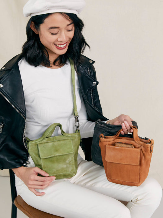 Mick Handcrafted Leather Crossbody Bags: Orange