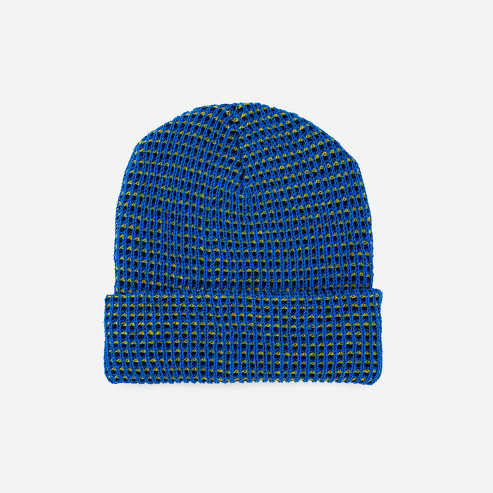 Simple Grid Knit Beanie: Indigo