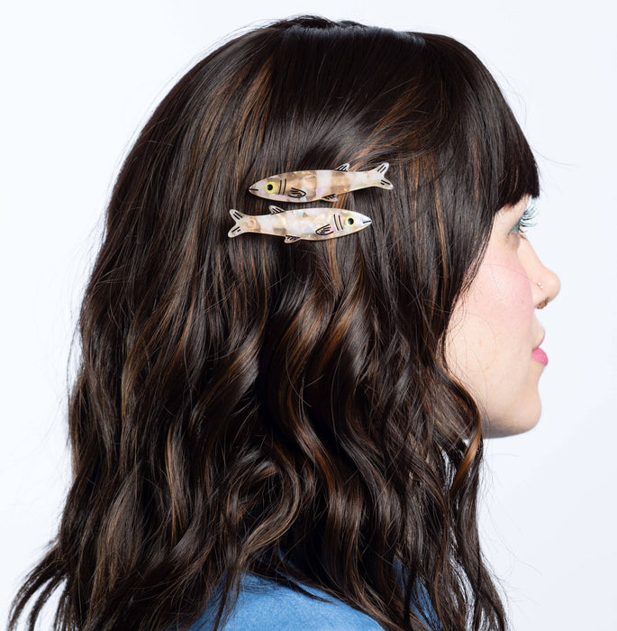 Gold Sardine Alligator Hair Clip Set