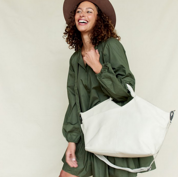 Nelly Handcrafted Leather Tote/Crossbody Bags: Cognac