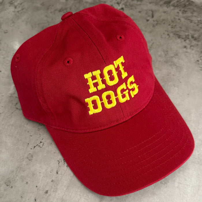 Hot dogs Baseball Cap Unisex Dad Hat gifts Organic cotton : Deep red yellow