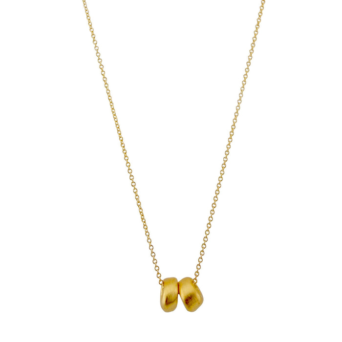 Two Beads Necklace in Silver, Vermeil, or Mixed: Vermeil