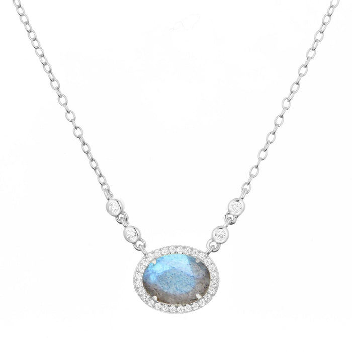 Aura Labradorite Gemstone Necklace: Gold