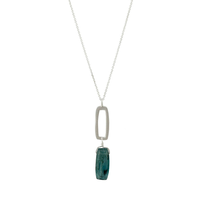 Rectangle w. Blue Kyanite Necklace in Silver or Vermeil: Silver