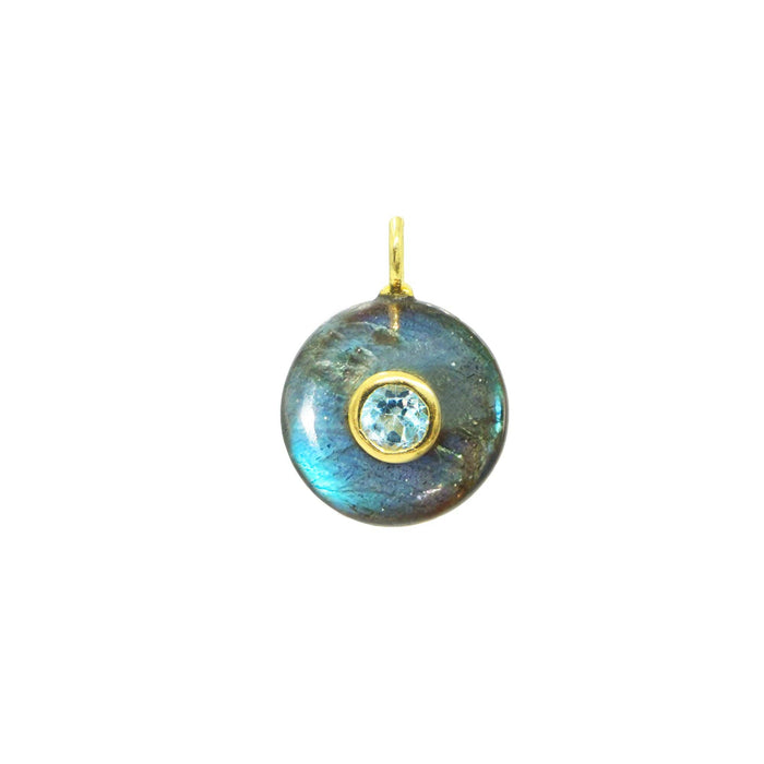 Labradorite Gemstone Pendant With Topaz: Mini Teardrop