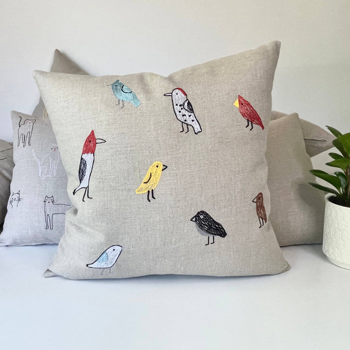 Backyard Birds Pillow: 14”