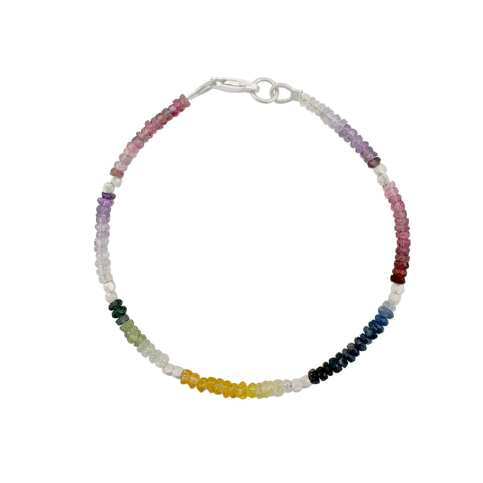 Multi sapphire beads bracelet: Silver
