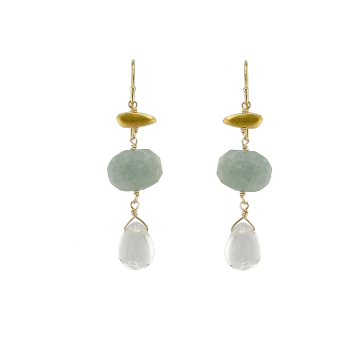 Little nugget w. stone & quartz earrings: Vermeil / Moonstone