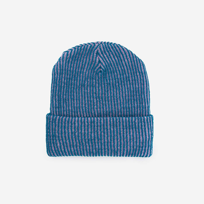 Simple Rib Knit Beanie: Cobalt Sand