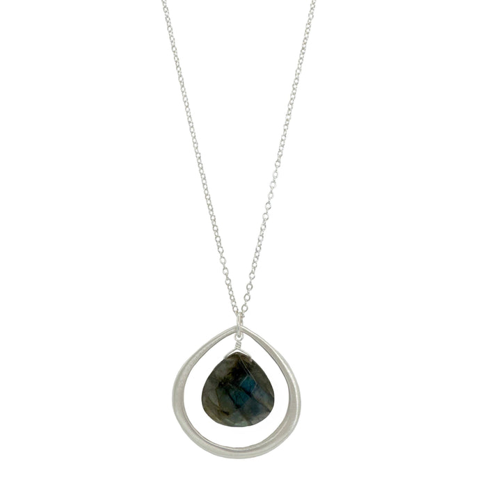 Labradorite & Drop Necklace in Silver or Vermeil: Silver