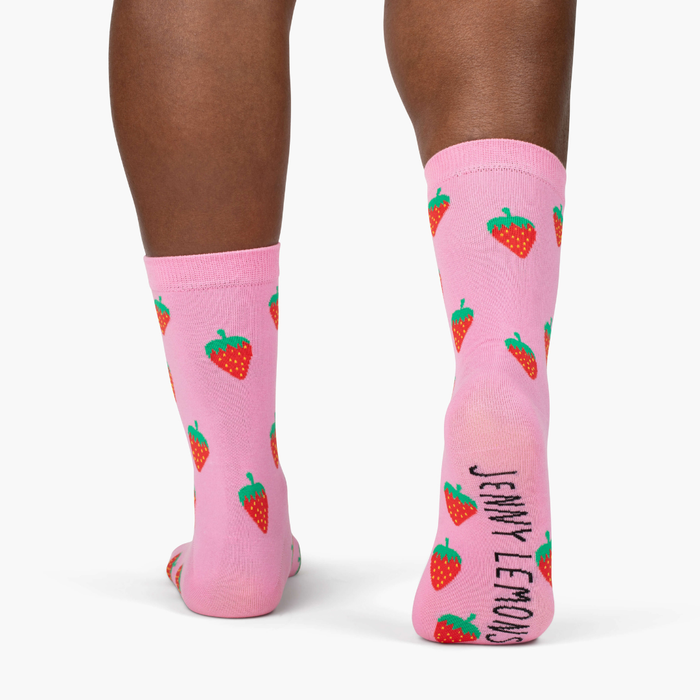 Pink Strawberry Crew Socks