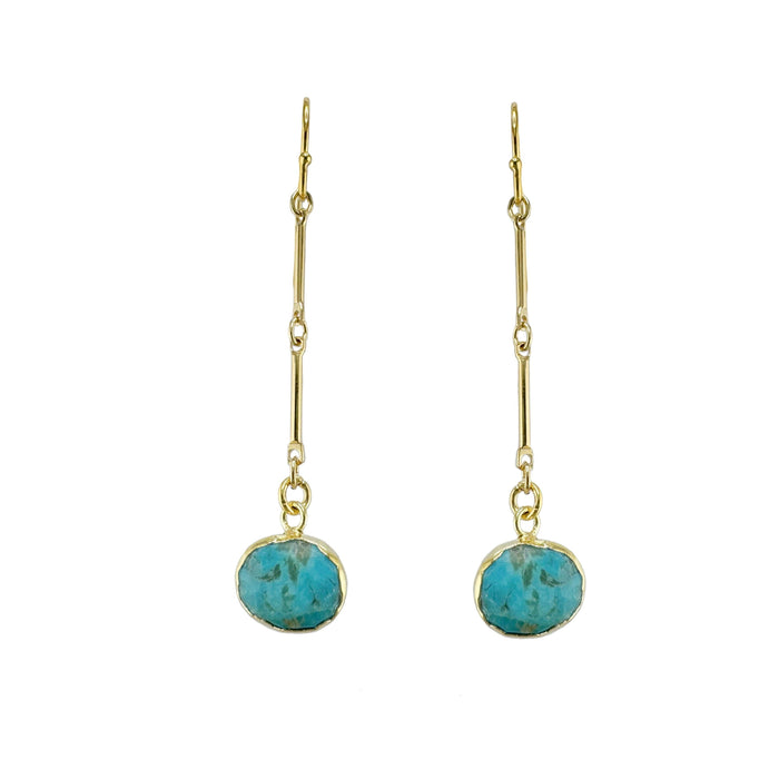 Turquoise ovals drop earrings: Vermeil