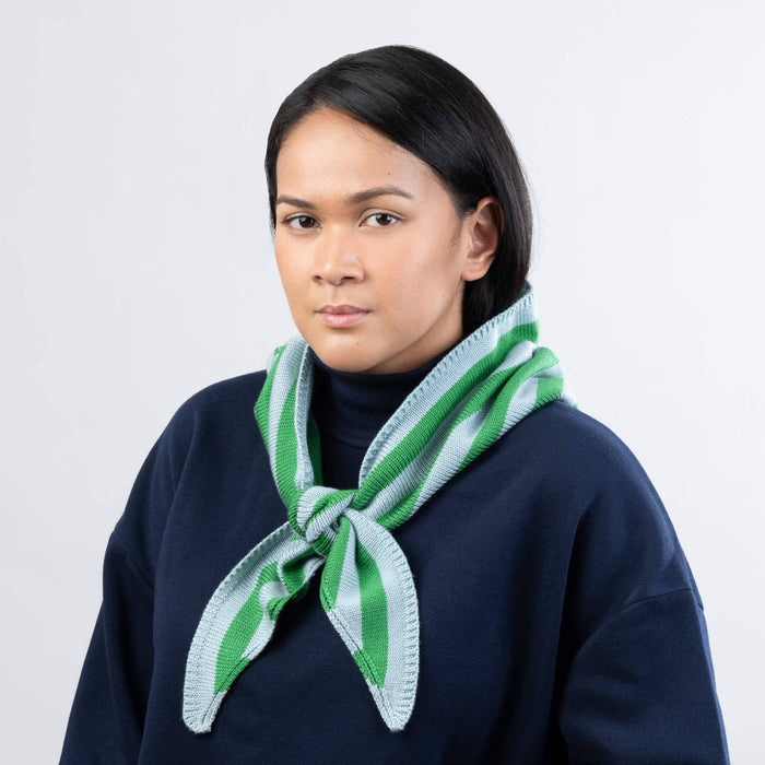 Simple Stripe Triangle Scarf: Lilac Denim