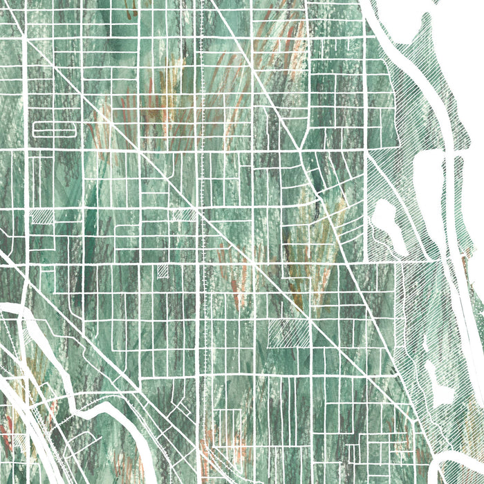 Chicago Illinois Painted Map ART PRINT: Rock / 11 x 14