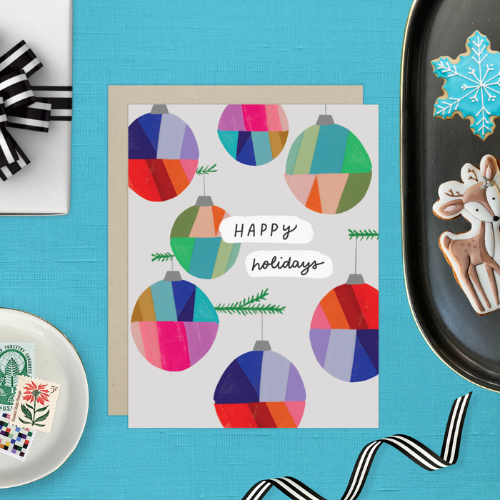 Colorful Ornaments Light Holiday Card