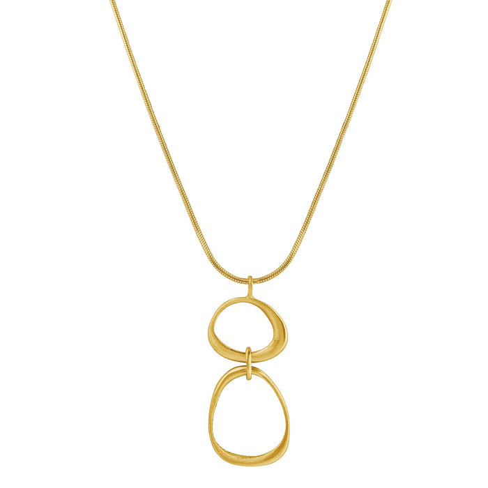 Large and small organic circles necklace: Gold