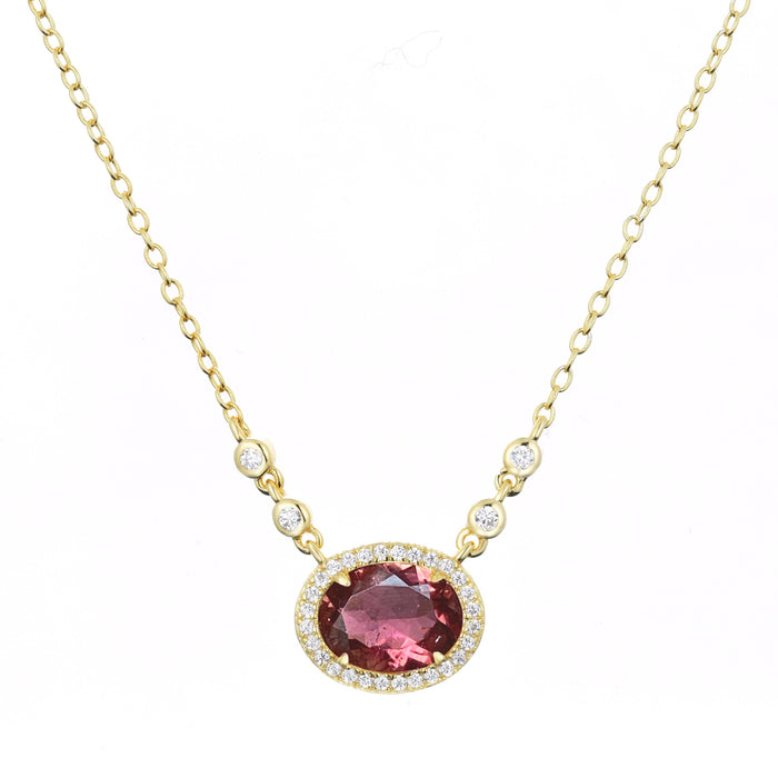 Aura Tourmaline Gemstone Necklace: Light Pink