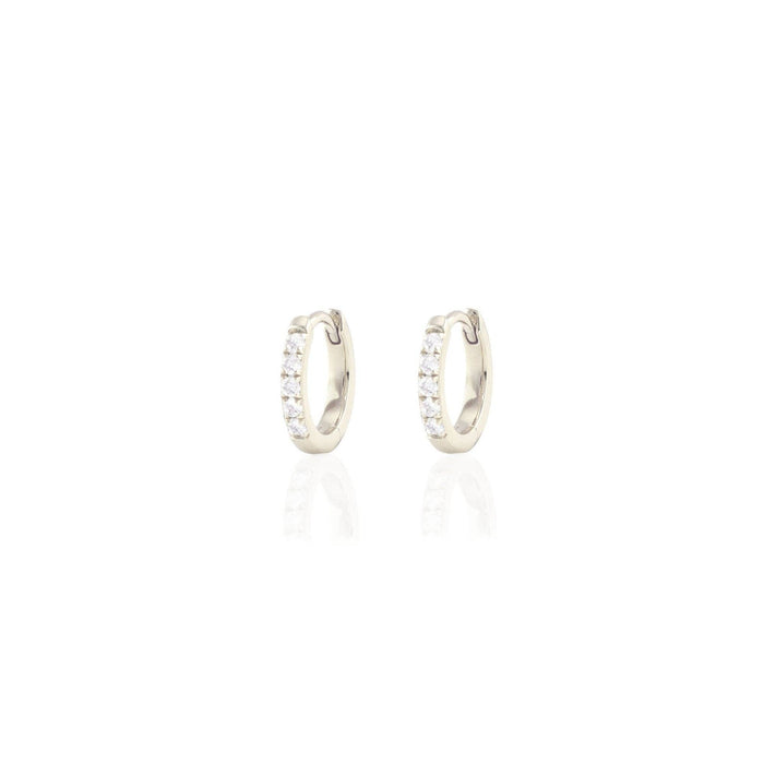 Crystal Huggie Hoop Earrings: Sterling Silver / Crystal