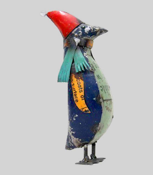 Penguin Medium Blue Recycled Metal Animals